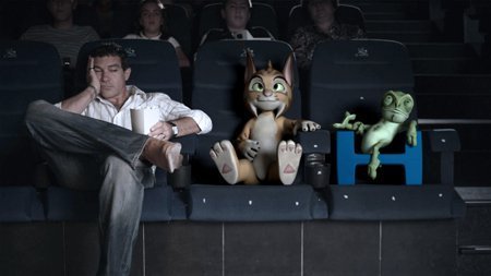 Antonio Banderas con algunos de los personajes de 'El lince perdido'