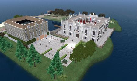 Este es el aspecto que presenta la recreación del Rectorado de la US en Second Life