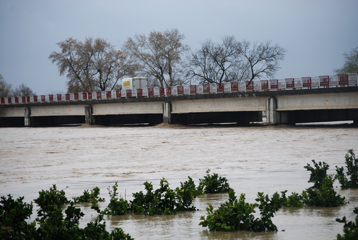 Estado del río a la altura del puente de la carretera que une Tocina con Villanueva del Río y Minas