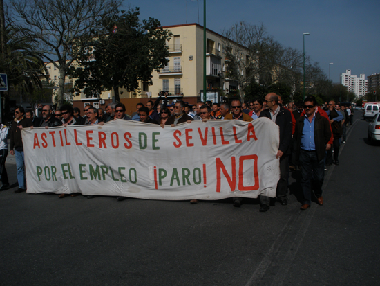 Manifestación de los trabajadores de Astilleros de Sevilla /SA