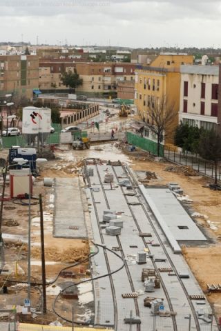 Obras de la estación 'Avenida de la Consistución', bajo la que el PA propone construir un aparcamiento subterráneo/FA
