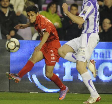 El canterano Jesús Navas en un lance del partido de Valladolid/SevillaFC