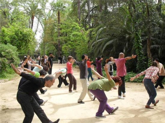 Grupo de personas haciendo Tai chi/ Sevilla Actualidad.