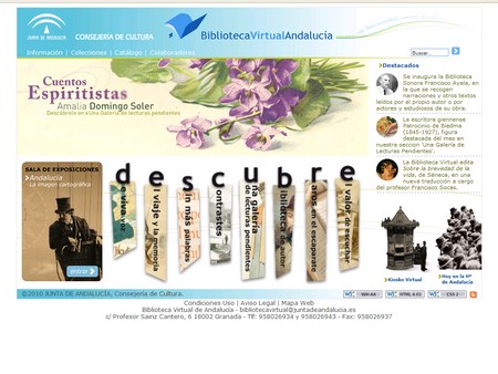 Captura de pantalla de la nueva web de la Biblioteca Virtual de Andalucía./SA