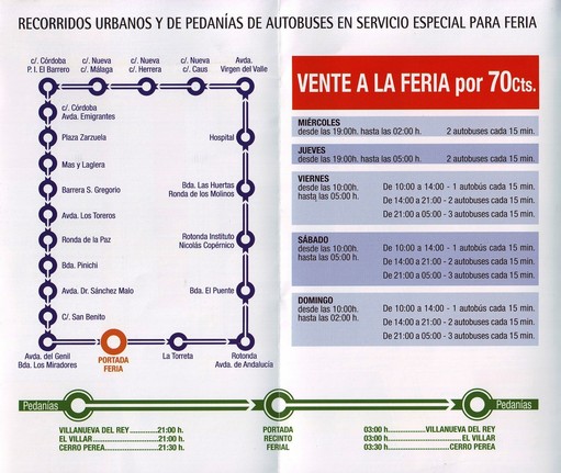 El recorrido para el transporte urbano especial feria sigue siendo el mismo, con un precio de 70 cént/AyuntÉcija.