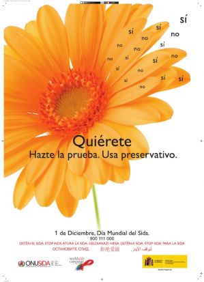Cartel de la campaña del Ministerio de Sanidad, Política Social e Igualdad para el Día Mundial de la Lucha Contra el Sida