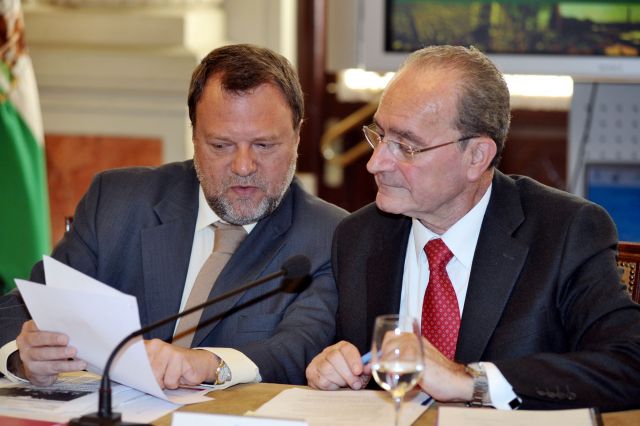Alfredo Sánchez Monteseirín y Francisco de la Torre, esta mañana en Málaga