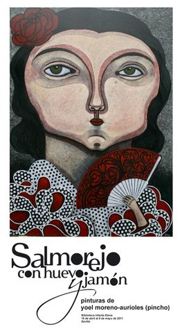 La muestra se compone de 22 obras en acrílico sobre lienzo, que se presentan distribuidos en el hall de la Biblioteca Infanta Elena, donde la reinterpretación de las tradiciones más sevillanas, se presentan con un toque único y personal, firmados bajo su nombre artístico “Pincho”, que trae nuevos aires del otro lado del Atlántico a la pintura sevillana.