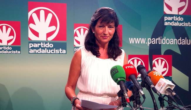 Pilar González esta mañana en la sede del PA