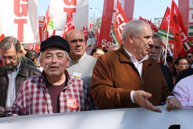 Pastrana, junto a su homólogo de CCOO en Andalucía, Francisco Carbonero