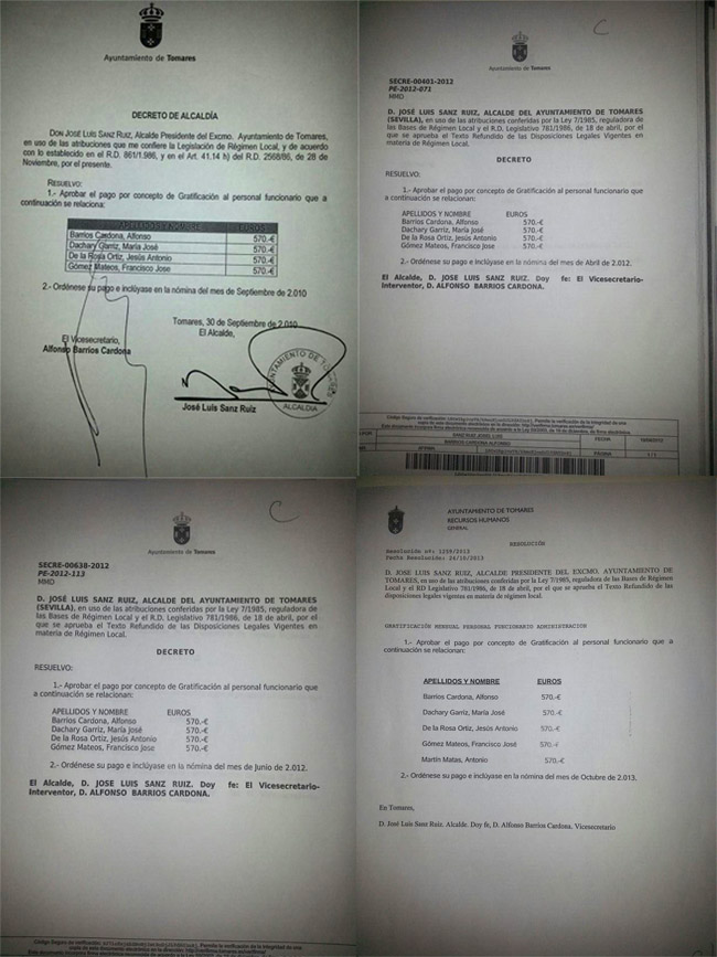 pagos a interventor y secretario tomares