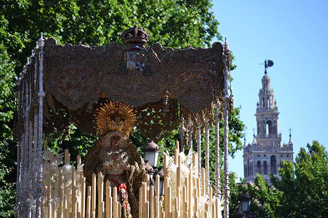 La Macarena dejando atrás La Giralda camino de la Plaza de España/ Álvaro Ceregido