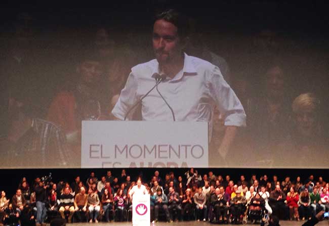 Pablo Iglesias durante el acto de hoy en FIBES/ Candela Vázquez