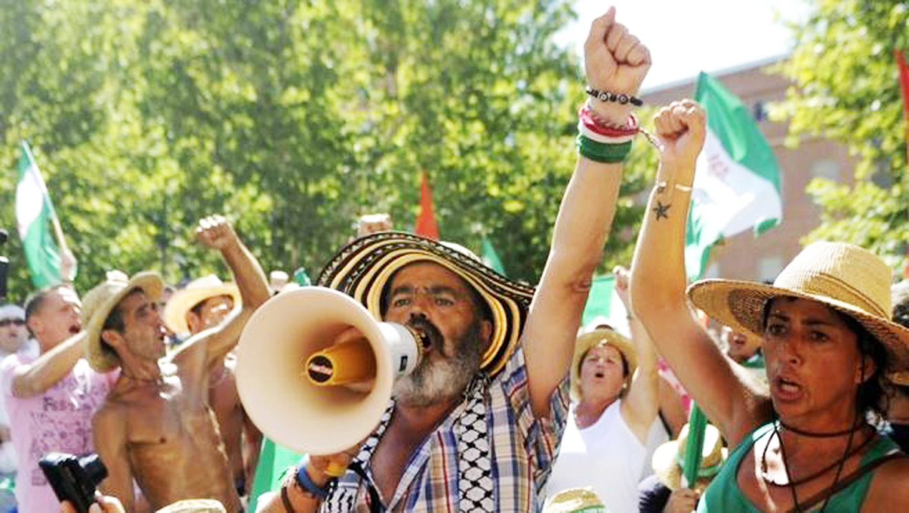 Sánchez Gordillo durante una marcha obrera