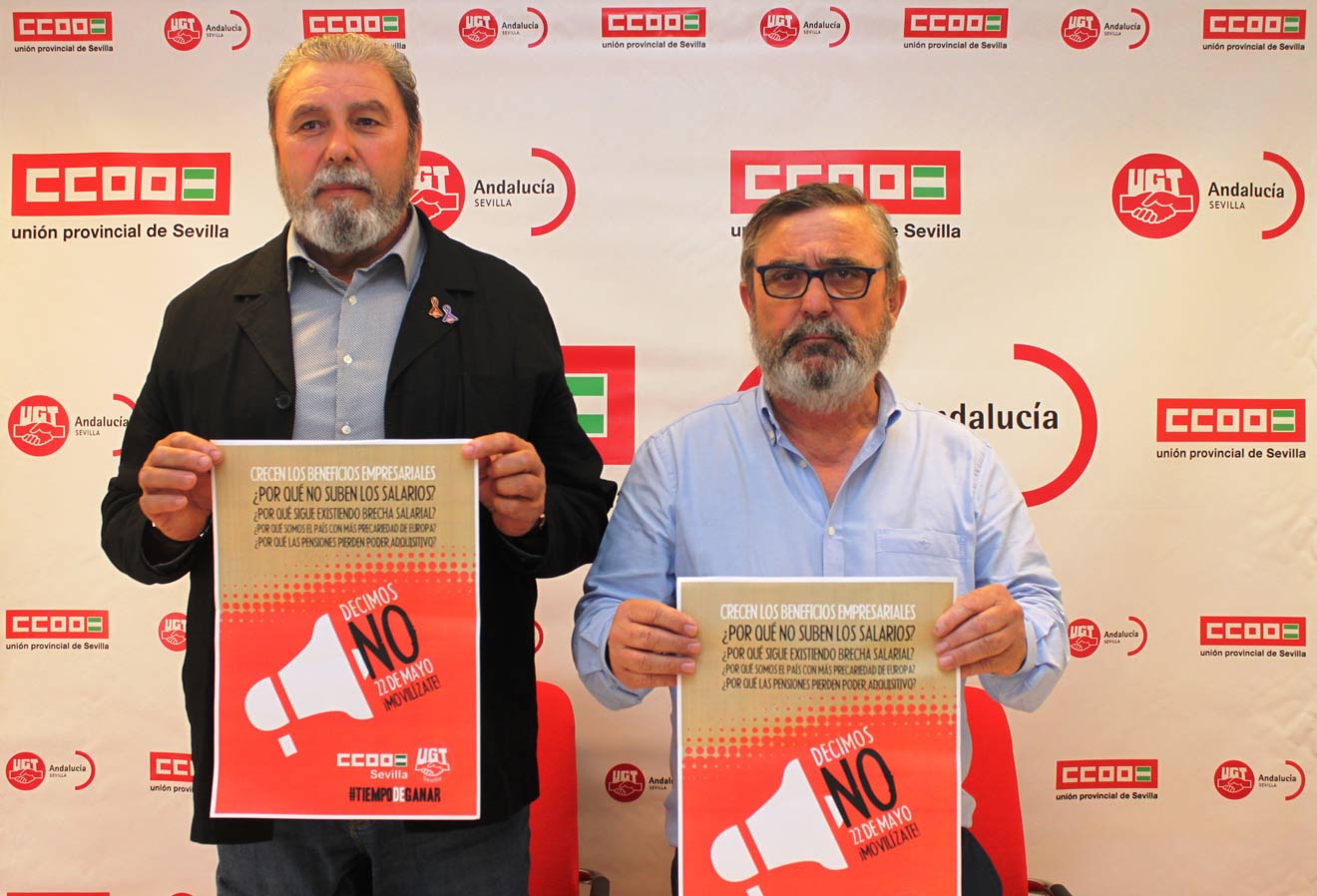 Ginés y Vidán en rueda de prensa /CCOO y UGT
