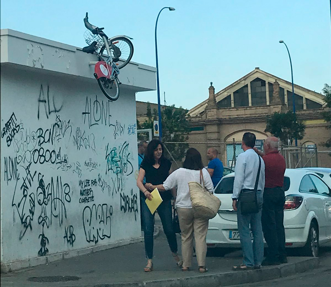 Sevici colgada de un inmueble en Reina Mercedes/Natalia García