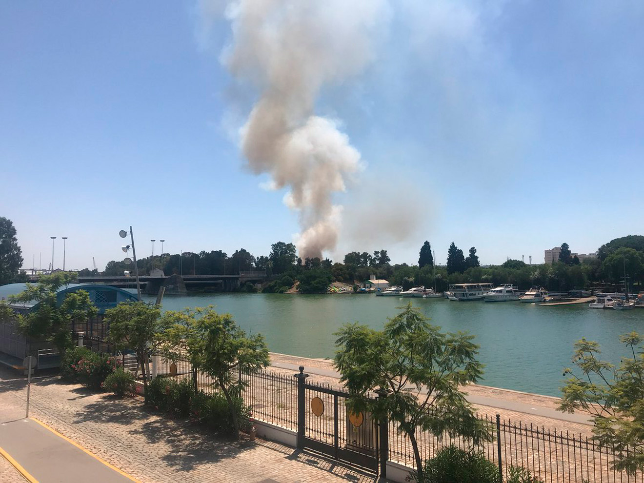 Columna de huno originada por el incendio de unos pastos cercanos al Puerto /@munozperez