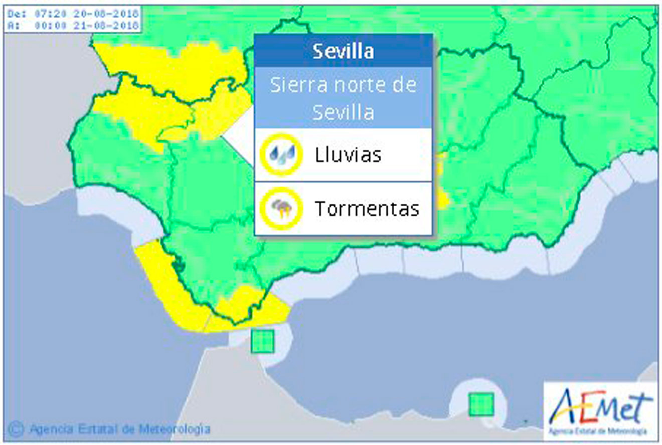 Alerta en la Sierra Norte de Sevilla /AEMET