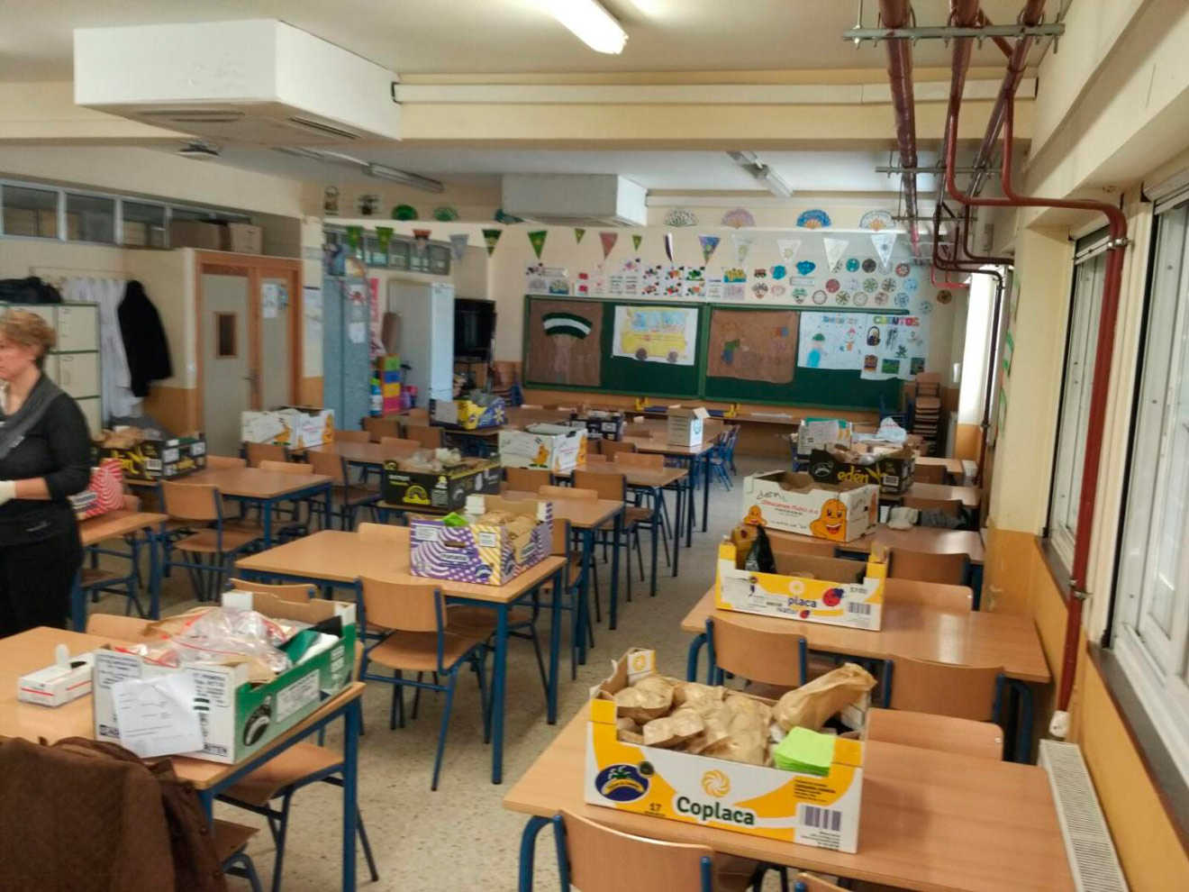 El aula que funciona como comedor en el Joaquín Turina /Cedida