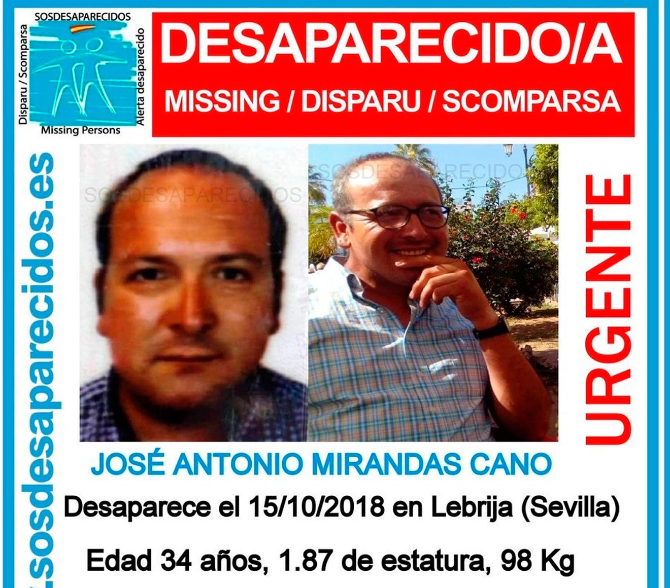 Aviso Guardia Civil del vecino desaparecido en Lebrija /GC