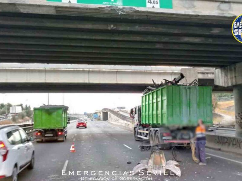 Camión choca con el puente de la SE-30