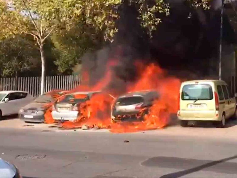 coches incendiados en pino montano