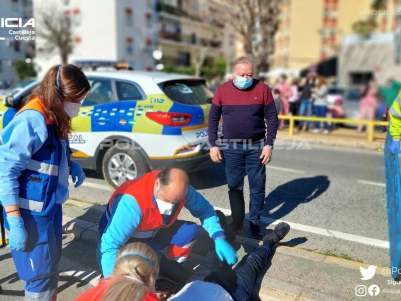 Atención de un herido en el accidente / P. Local Castilleja