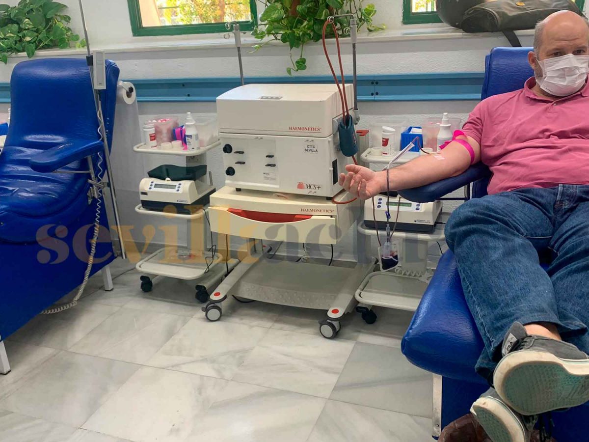 Imagen una persona donando sangre en Sevilla / Clara Fajardo