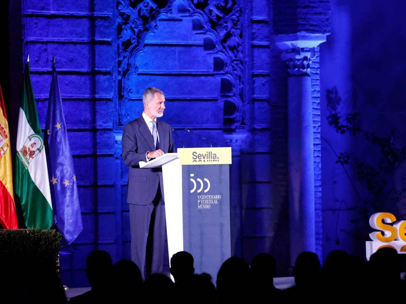 imagen de Felipe IV durante el acto en los Reales Alcázares durante su discurso de condolencias por la muerte de Isabel II / SA