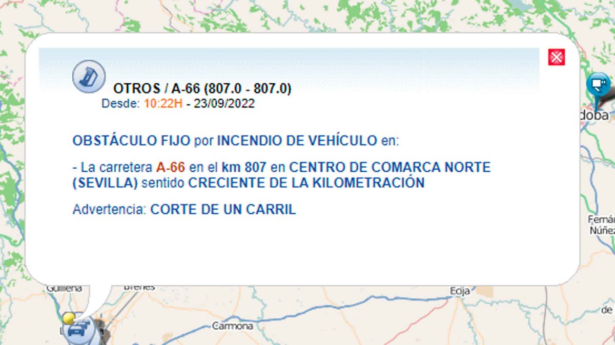 Carril cortado en la A-66 por el incendio de un camión / SA