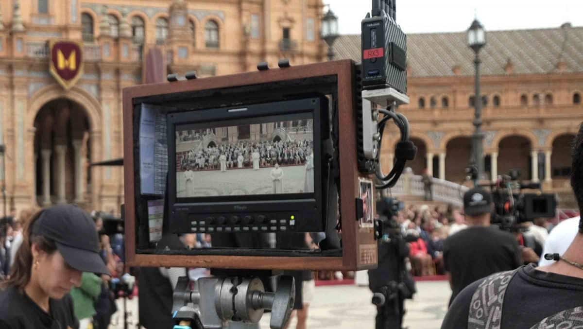 Imagen de archivo de rodaje en la Plaza España (Sevilla)