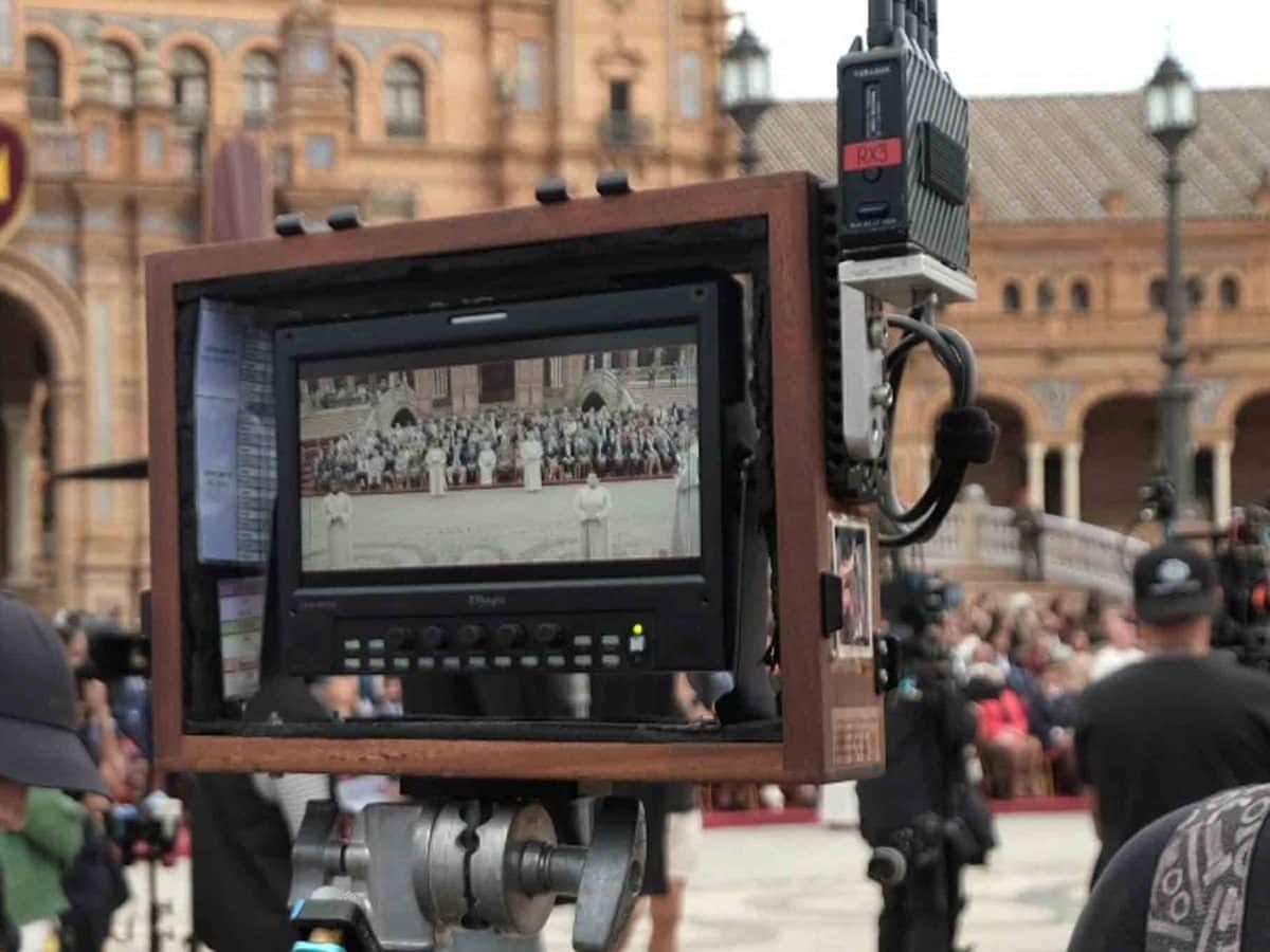 Imagen de archivo de rodaje en la Plaza España (Sevilla)