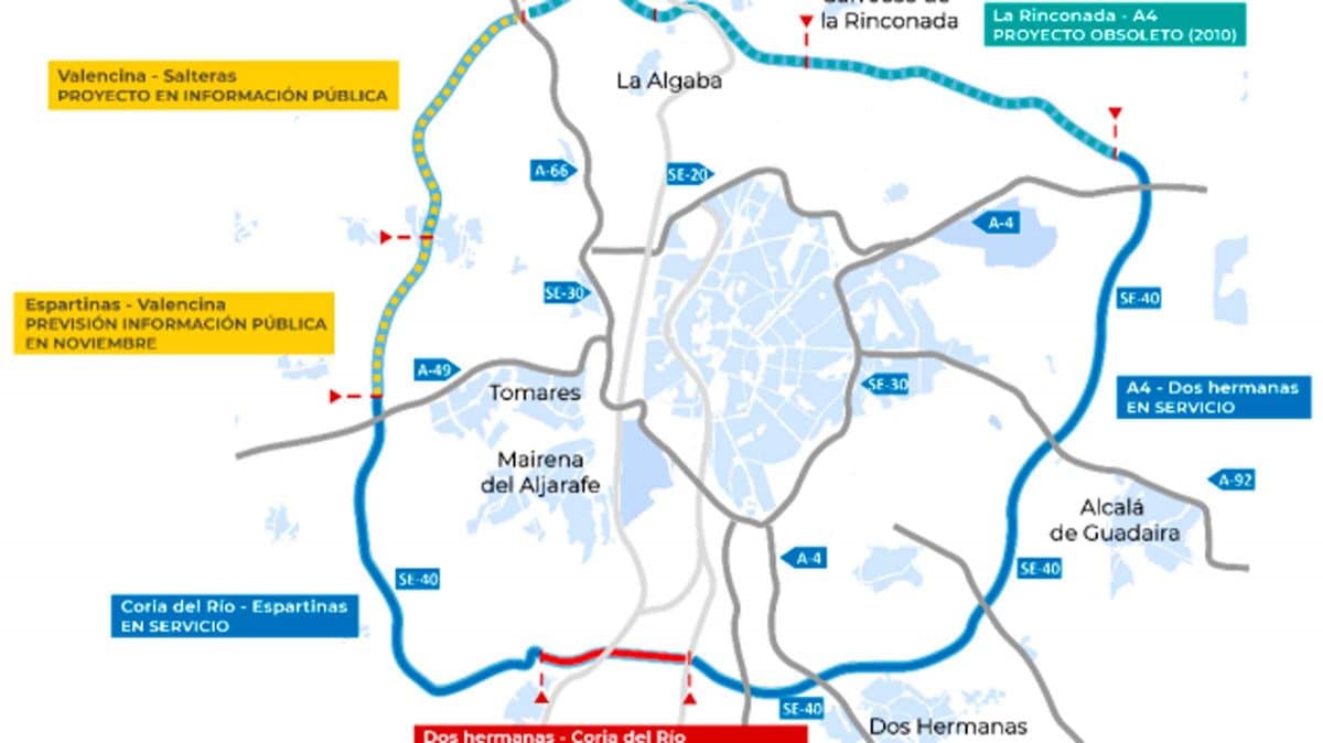 Imagen del tramo que unirá Espartinas y Valencina por la SE-40 / AD