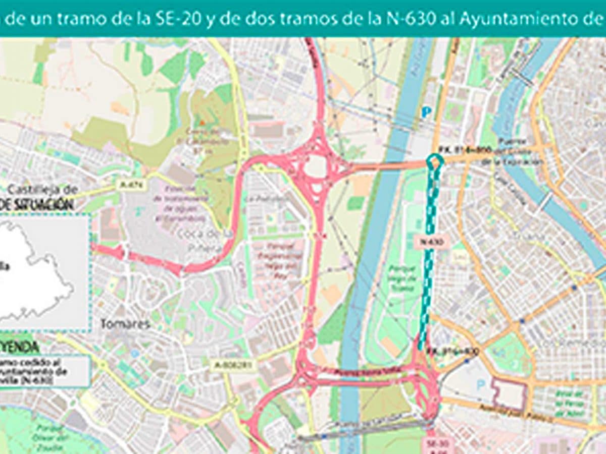 Mitma cede un tramo de la carretera SE-20 y dos de la N-630.