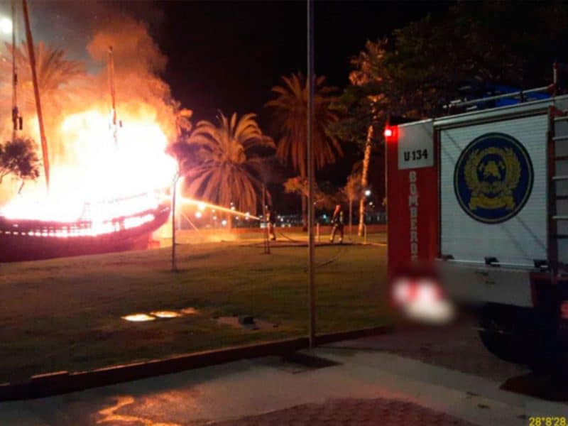 Imagen del incendio / @PoliciaAPLP en Twitter