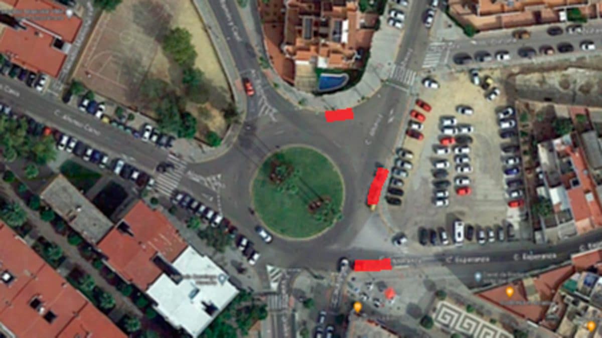 Imagen aérea de las paradas afectadas por este evento