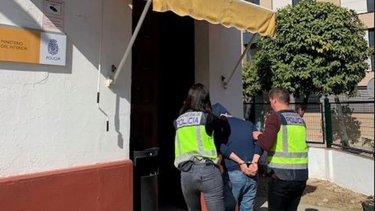 El detenido ingresando en la comisaría de la avenida Cruz del Campo