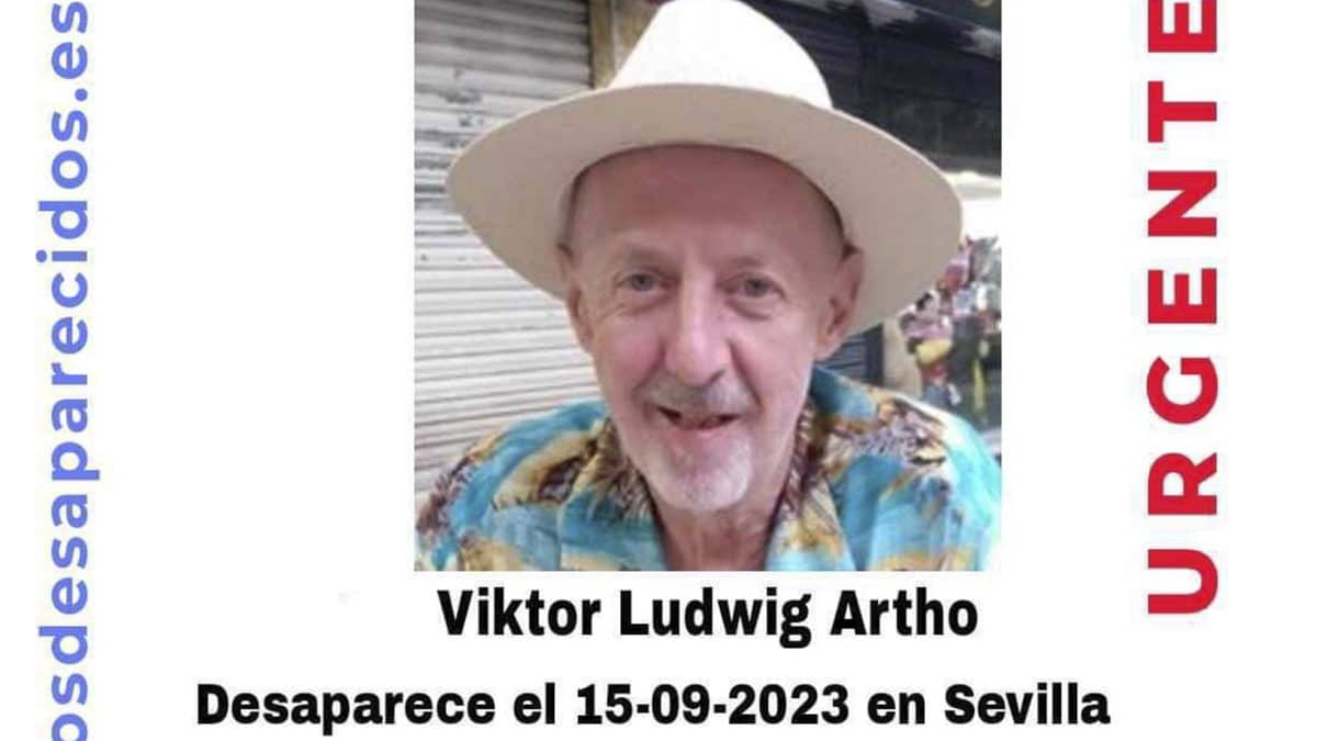 Hombre de 65 años desaparecido en Sevilla. @sosdesaparecido en Twitter