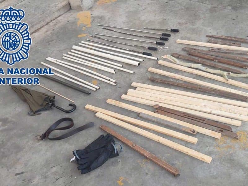 Armas utilizadas por los ultras de Betis y Osasuna en esta pelea