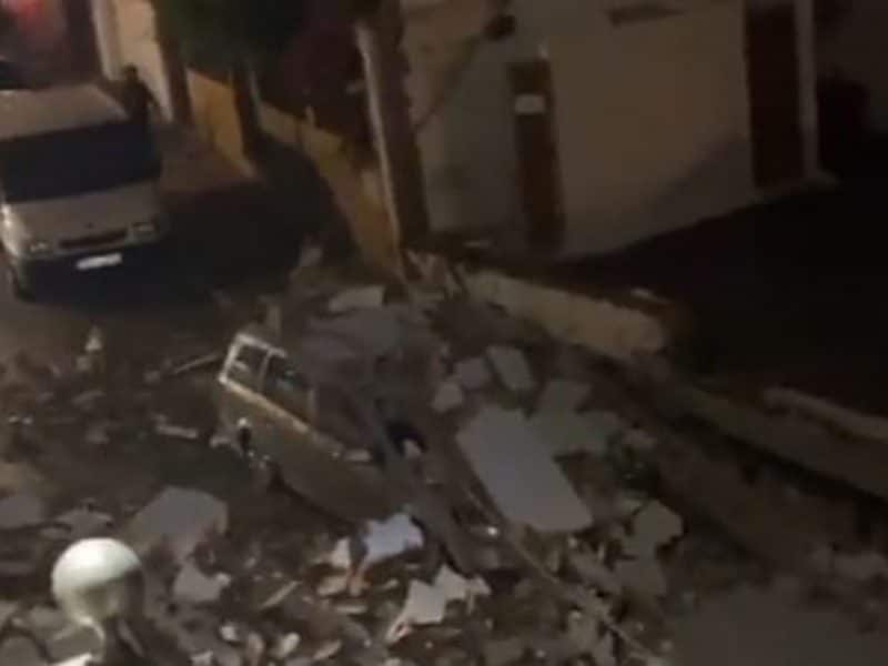 Desplome de la pared del cine de verano de Tomares