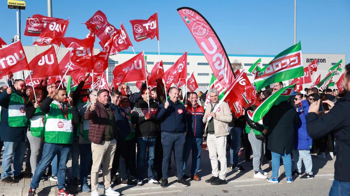 Imagen tomada en una manifestación de trabajadores de Amazon / Europa Press