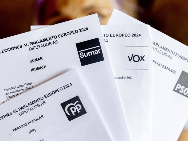 Papeletas electorales del PSOE, Sumar, Vox y PP, a 31 de mayo de 2024, en Madrid (España). El próximo 9 de junio se celebran las elecciones al Parlamento Europeo - Eduardo Parra - Europa Press