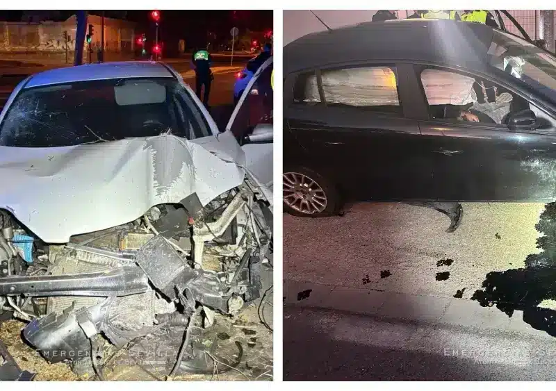 Noche de accidentes en Sevilla: Dos conductores estrellan sus coches cuadruplicando la tasa de alcohol. Emergencias Sevilla