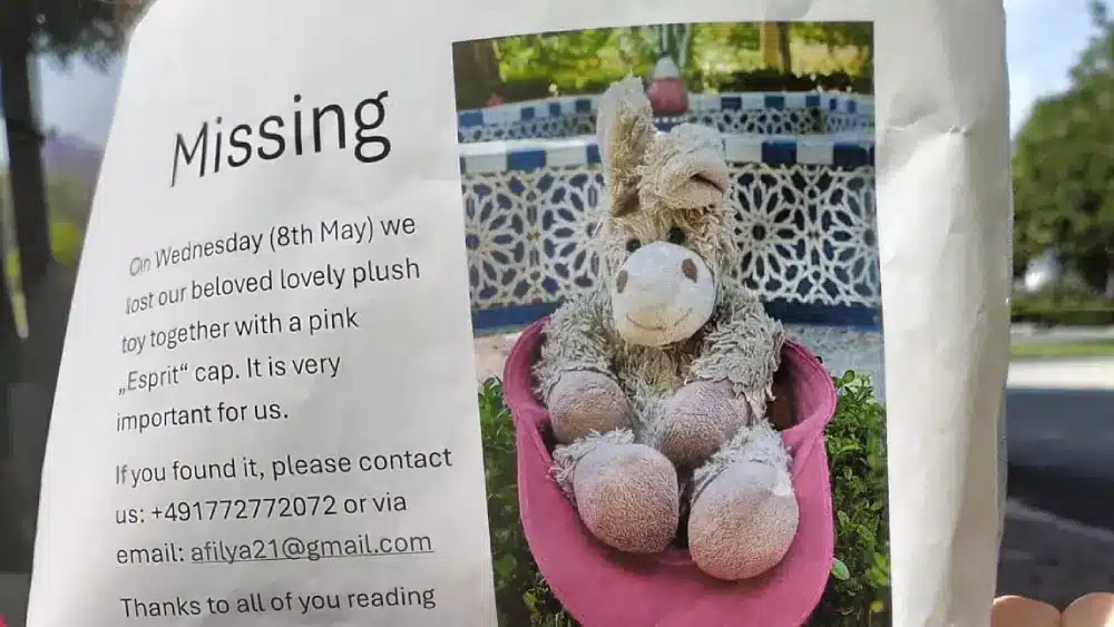 Peluche perdido en Sevilla. Redes