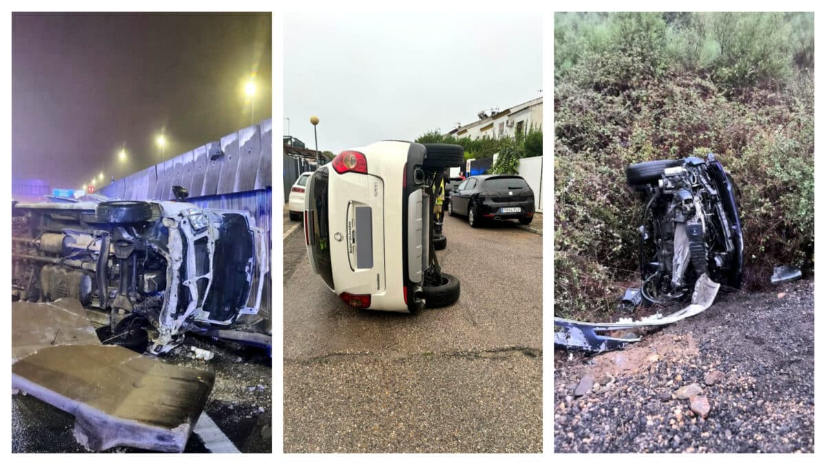 Tres vuelcos de coches en menos de 24 horas en la zona del Aljarafe. @SPEISdeAljarafe