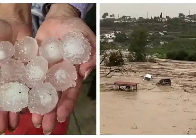 Granizo en El Ejido (Almería) y riada en Álora (Málaga) durante la mañana. SA