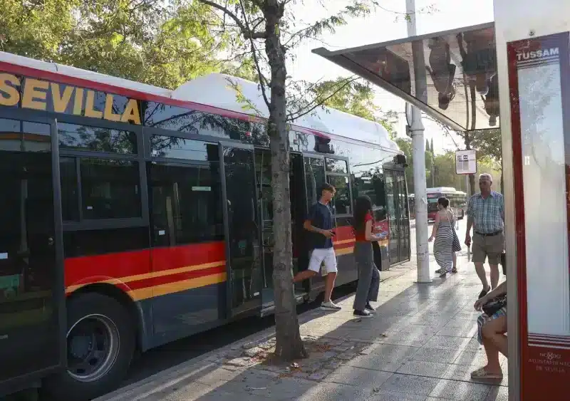 Archivo - Autobús municipal en el centro de Sevilla. A 1 de agosto de 2024, en Sevilla (Andalucía, España). Un autobús de Tussam circula por la zona de El Prado de San Sebastián, en el centro de Sevilla. (Imagen de archivo). - ROCÍO RUZ / EUROPA PRESS - Archivo