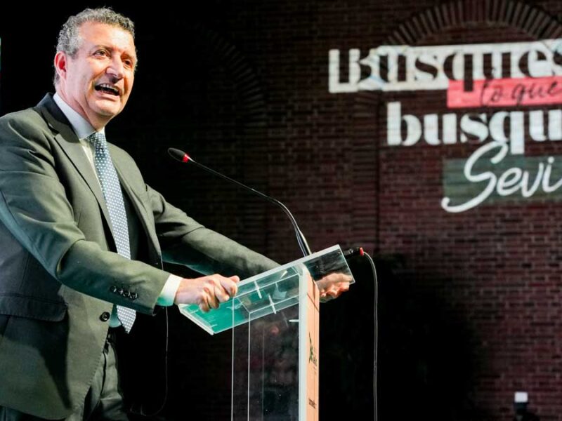 Javier Fernández, presidente de la Diputación de Sevilla, en la presentación de la provincia en la antesala de Fitur / F. Amador