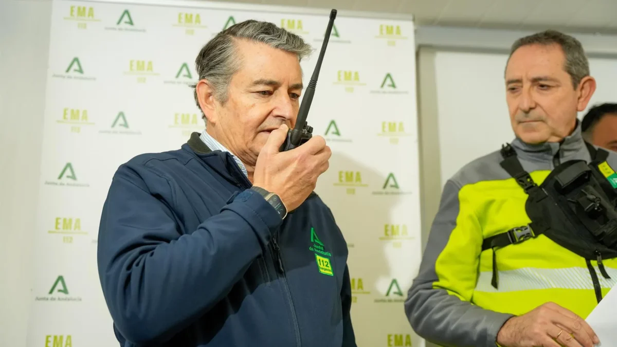 El consejero de la Presidencia, Interior, Diálogo Social y Simplificación Administrativa, Antonio Sanz durante el acto de activación. A 22 de enero de 2025 en Los Palacios (Sevilla, Andalucía, España). - Joaquin Corchero - Europa Press