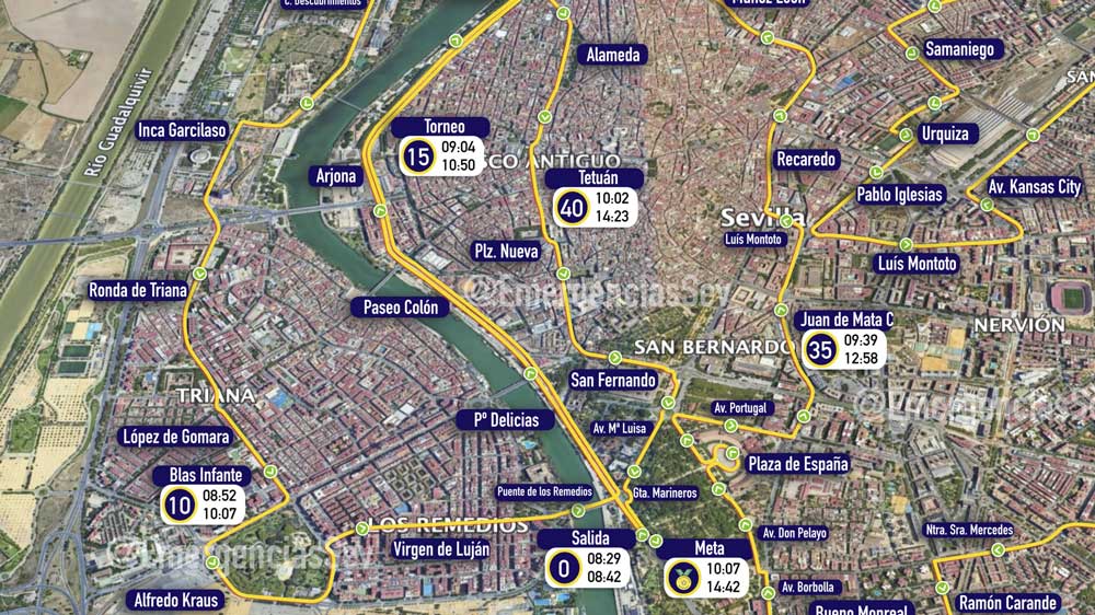 Cortes de Tráfico durante la Maratón de Sevilla - Emergencias Sevilla